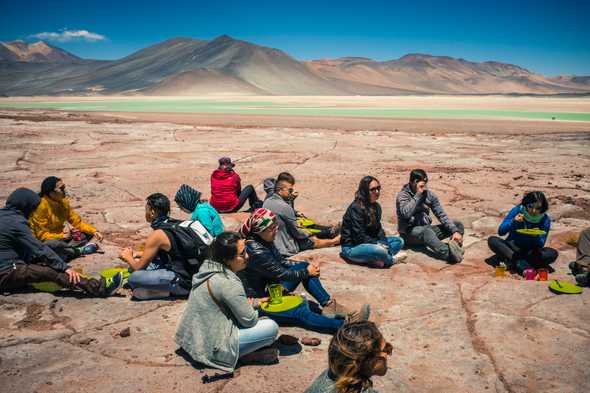 Lunch with a view of Salar de Atacama and Piedras Rojas.