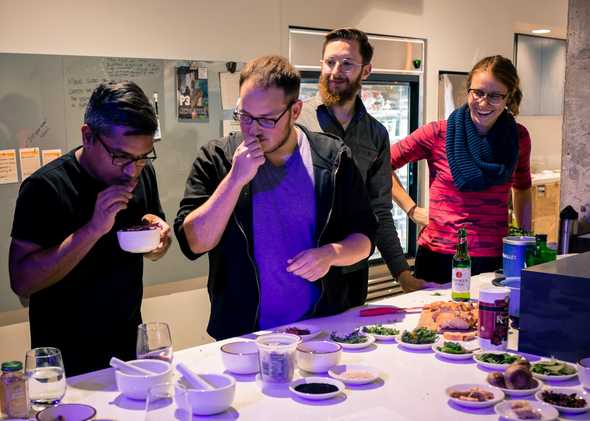 Nathan and Badri smelling cinnamon bark